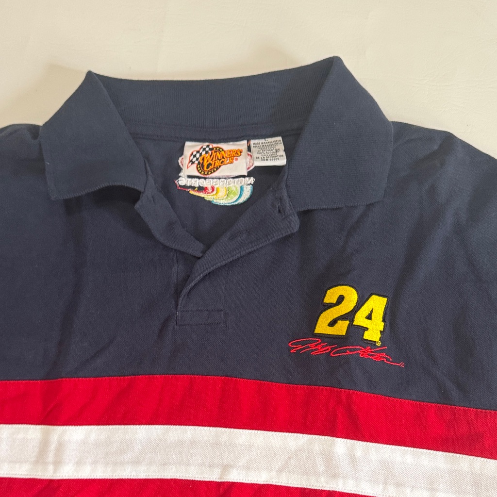 Vintage Jeff Gordon 24 Dupont Navy Red Polo Shirt Mens Large